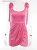 Festklänningar rosa satin slip tight mini stropplös klänning kvinnor 2023 sommar sexig elegant nattkväll fest svarta damer bodycon wrap klänningar t230602