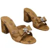 Pantoufles pour femmes célèbres chaussures de créateur de vieilles fleurs sandales en cuir véritable luxe diamant talons hauts chaussures de soirée à talons épais nœuds papillon chaussures d'extérieur d'été vintage
