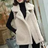 Pelliccia da donna 2023 Gilet di lana di agnello invernale Giacca senza maniche da donna Addensare Gilet caldo Autunno Colletto rovesciato Cerniera nascosta Capispalla