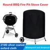 BBQ Tools Akcesoria 210D okrągła okładka na ognisko Outdoor Pit Pit Cover piekarnik Wodoodporna pokrywka Weber Heavy Duty Cover Cover Brazecue Cover 230601