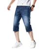 Pantalons pour hommes Shorts longs en jean pour hommes Pantalons courts d'été Longueur au genou Plus la taille 48 46 44 42 Mince surdimensionné Homme Fit Big Blue Middle Jeans