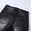 Jeans stack firmati Jeans strappati europei da uomo trapuntati con ricami strappati per pantaloni vintage di marca di tendenza da uomo piegati slim skinny moda Jeans pantaloni dritti 02