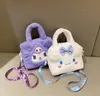 Fashion Kawaii Kuromi Square Plush Zipper Handbag Girl Lovely Melody Fluffy Shoulder Bag Festival Gift Bag Accessories