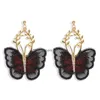 Cuelga la lámpara de la personalidad elegante aleación floral diamante encaje mariposa pendientes para las mujeres moda colgante joyería fiesta gota del Dhga9