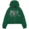 Herrtröjor 2023 harajuku y2k hiphop unisex hoodie överdimensionerad tröja kvinnor anime tryckt streetwear långärmad lös grön zip upp