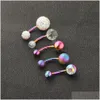 Navel Bell Button Rings Stainless Belly Piercings Ombligo Piercing Sexy Earring Rainbow Body Jewelry Pircing Drop Delivery Dhmkv