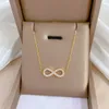 Pendentif Colliers Mode Simple En Acier Inoxydable Infinity Pendentif Collier pour Femmes Classique Lucky Zircon Love You Forever Bijoux Cadeau D'anniversaire J230601