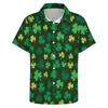 Men's Casual Shirts St Patricks Day Shirt Green Shamrock Vacation Loose Hawaii Streetwear Blouses Short Sleeve Graphic Oversized Top