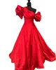 Tarik Evening Dress Puff Sleeves High Slit Taffeta One-Shoulder Lady Prom Pageant Gown Winter Formal Evening Party Wedding Guest Red Capet Runway Mother of the Bride