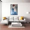 Kleurrijk figuurschilderij op canvas Flamencodanseres in blauw Uniek handgemaakt kunstwerk Home Decor voor slaapkamer