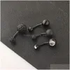 Navel Bell Button Rings Geanodiseerd Zwart Buik Piercing Ombligo 14G Schroef Bar Nombril Helix Oorbellen Lichaam Sieraden Drop levering Dh4Me