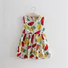 Vestidos de menina flor meninas vestido de melancia sem mangas princesa crianças vestido de verão verão frutas floral curto