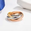 Band Rings Classic 925 sterling silver color separation trinity ring Women's personality simple fashion brand party high grade jewelry J230602