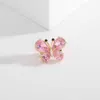 Pins Brooches fashion pink crystal cute butterfly Women's luxury yellow gold zircon alloy animal brooch safety pin G230529