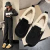 Winter New 2022 Plush Flat Anti-skid Pregnant Women Shoes Slip on Loafer Shoes Beans Shoes Women Comfortable Light Flat Shoes