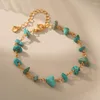 Lien Bracelets Turquoise Pierre Naturelle Bracelet Femme En Chaîne Dorée Perles Irrégulières À La Main Pulsera Designer Boho Bijoux