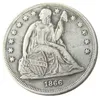 USA 1866 sittande frihetsdollar silverpläterat myntkopia