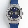 Casual Business Watch 42 mm Blue Diamond Diamond Modna moda zegarki męskie Ruch elektroniczny kwarcowy zegarek skórzany pasek Pasek