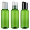 green empty PET cosmetic bottles container with press cap , 50cc travel size plastic bottles with screw caps 50pcs/50ml