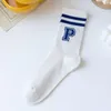 Femmes chaussettes mode coréenne femmes hommes bleu rayures bas motif impression longue pour cadeaux athlétiques et 5G