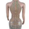 Vêtements de scène luxe strass gland Sexy femmes robe moulante courte dernier été sans manches Performance crêpe robes de soirée