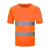 Men's T Shirts Fluorescent Yellow High Visibility Reflective Safety T-Shirt Long Sleeve Hi Vis Shirt Quick Dry Construction Work Wear