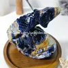 Natuurlijke Sodaliet Hagedis Reptiel Beeldje Arts Exquisite Carving Wit Blauw Quartz Crystal Edelsteen Dier Kameleon Sculptuur Mooi Decor voor Thuiskantoor