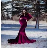 Maternity Dresses Photo shooting for pregnant Sexy V-neck lace long sleeved wedding dress Pregnant women Photography props