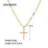 Newest Cross Pendant Imitation Pearl Bead Splicing Necklace Stainless Steel Paperclip Chain Jewelry