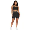 Kvinnors träningsdräkter Kvinnors strecthy Tracksuit Set Women Crop Tank Top och Short Pants Sportwear 2 Piece Workout Outfit Activewear