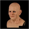 Party Masks Realistic Human Wrinkle Cosplay Scary Old Man Fl Head Latex Mask For Halloween Festival 220610 Drop Delivery 2022 H Home Dhb2J