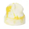 Bérets 2023 haute qualité unisexe automne hiver tie-dye côtelé tricoté chapeau bonnet extérieur chaud Ski laine livraison rapide