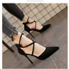 Four Seasons Womens Suede High Heels 9cm2021 New Pointed Stiletto Fashion Sexy Black Wedding Shoes Nude Bridal Shoes