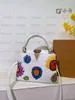 CAPUCINES PM MM Torebki damskie Designer YK Designers Luxurys White Leather Tote Dots Collaboration Torebka Yayoi Kusama Kolorowe twarze Torby z górnym uchwytem M21726