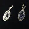 Dangle Earrings Fashion Jewelry Sell Lady's Genuine 925 Silver Blue Crystal Art Style Marcasite
