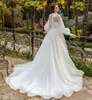 Vestido de Noiva Árabe Muçulmano Manga Longa A Linha Zíper nas Costas Vestidos De Noiva 2023 Princesa Plissada Organza Vestidos de Noiva