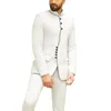 Costumes pour hommes col Mandarin hommes costume 2 pièces ensemble dîner fête mariage Banquet robe de marié affaires intelligent décontracté modeste (pantalon blazer)