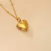 18K Gold Plated Stainless Steel Jewelry Open Sublimation Blank Heart Lock DIY Frame Photo Picture Memory Locket Pendant Necklace