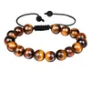 Perlen Herren Mode Natürliche Tigerauge Perlen Matte Onyx Stein Gewebte Armband Armreifen Heilung NCE Gebet Frauen Männer Schmuck Drop Delive Dh2Oy