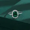 Band Rings 2022 NEW Classic Emerald Ring For Woman Real S925 Silver Diamond Crystal Flower Loyal Finger Wedding Party Gift Female Jewelry J230602