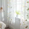 Zasłona półprzezroczyste zasłony Księżycowa gwiazda drukowana okno do domowej dekoracji sypialni