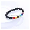 Pulseras de volcán con cuentas Moda al por mayor Piedra de amatista de ojo de tigre de lava natural con pulsera de siete colores Brazalete Entrega de gota Joya Dh78E