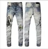 Designer jeans män denim broderi byxor mode hål byxa oss storlek 28-40 hiphop nödställda blixtlåsbyxor för manlig 2023 toppsell ##