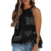 Men's Sweaters Ruffles Shirt Women Plus Size Sexy Halter Neck Sweet Blouse Sleeveless Loose Bohemian Floral Streetwear Elegant Clothing