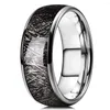 Bröllopsringar 8mm Fashion Men Silvery Polished Tungsten Carbide Ring Vintage Black Meteorites Inlaid Carbon Fiber for Band