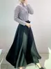 Damenhosen Miyake Plissee Plus Size Wide Leg Frauen 2023 Koreanische Mode Original Designer Hohe Taille Doppelschicht mit Gürtel