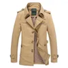 Trenchs pour hommes printemps décontracté affaires Long manteau mâle simple boutonnage col rabattu vestes automne hommes coton léger mince