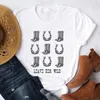 T-shirts pour femmes Leave Her Wild Women Country Music T-Shirt Cowgirl Vintage Western Rodeo Graphic Tee Short Sleeve Cute Retro Shirt Tops