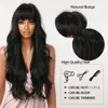 黒い前髪の合成ウィッグロングウェイブ波の天然髪のウィッグ女性は毎日ハロウィーンコスプレを使用します230602