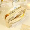 High Capacity Cartoon Pencil Case Edge Thickening Fashion Storage Box School Supplies Stationery Bag Transparent Simplicity